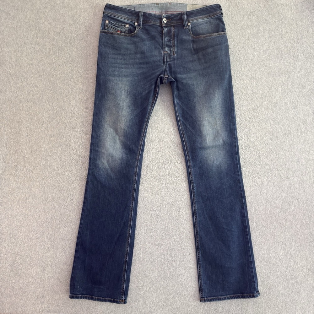 Diesel Zatiny Mens Jeans 31x34 Blue Dark Wash Bootcut Stretch Denim 084BU